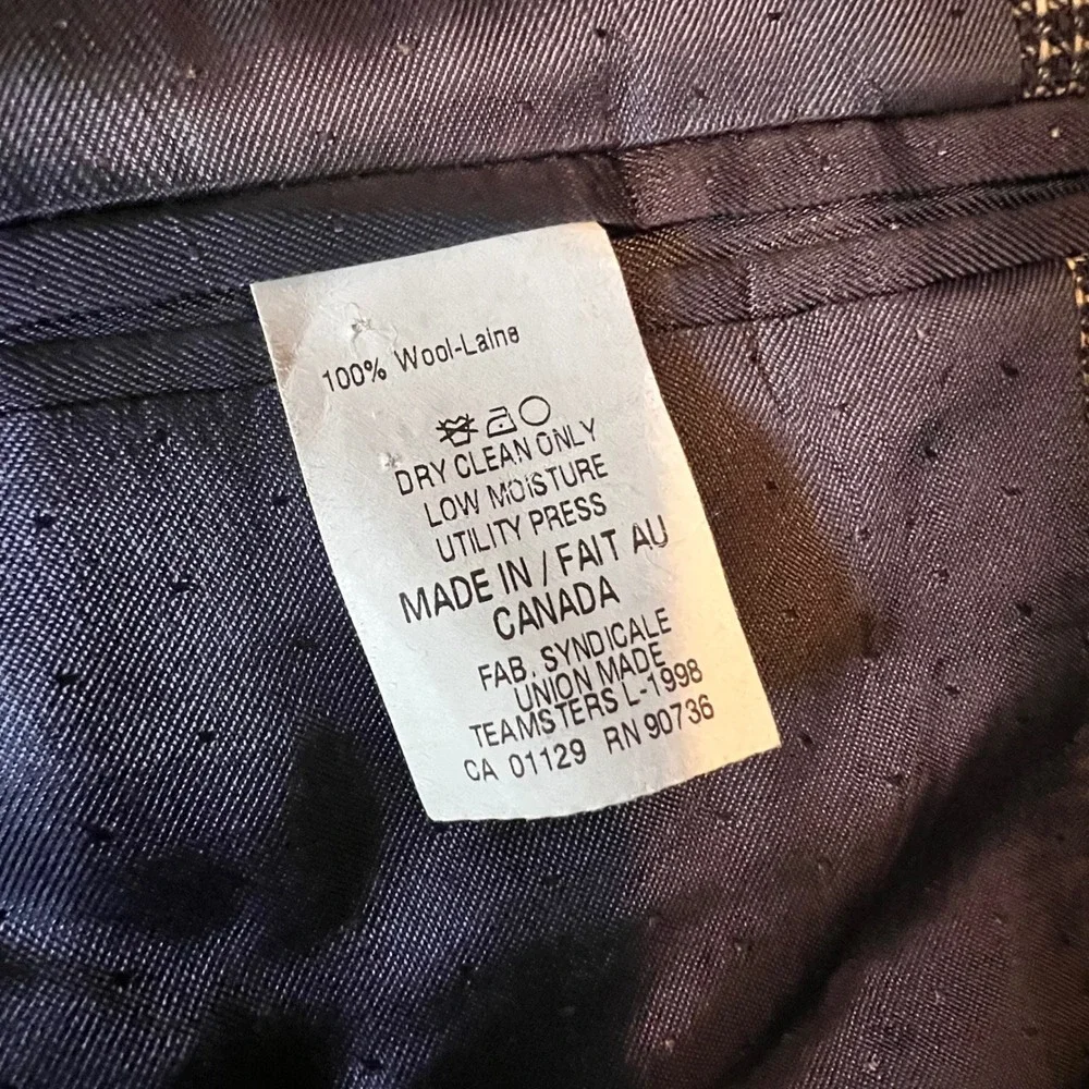 Calvin Klein Mens Grey‎ Wool Micro Check 3 Button Blazer Jacket No Size Listed.